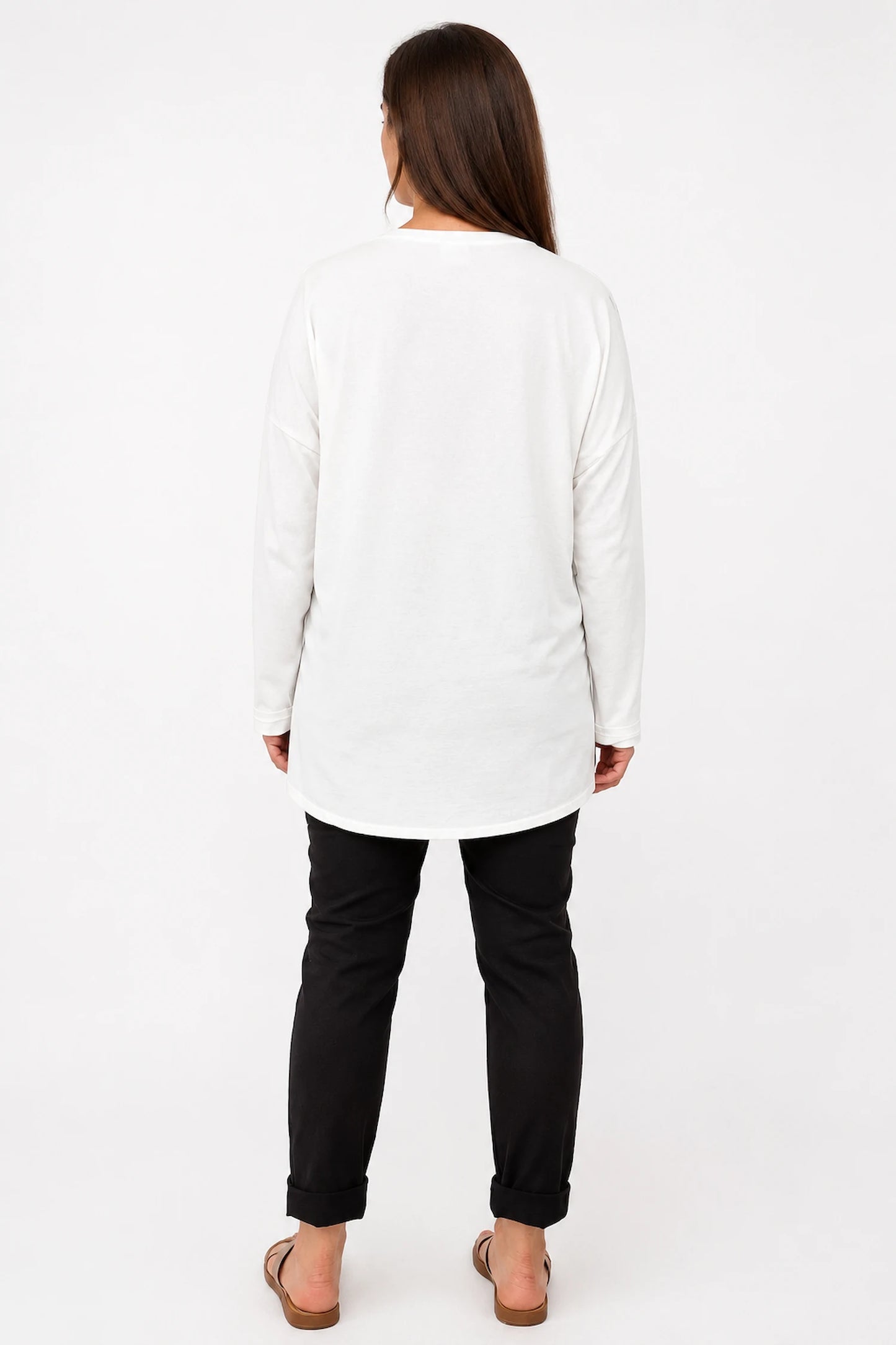Cotton Needlecord Floral Dianna Top - White