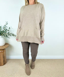 Soft Knit Double pocket Angelica Jumper AW24 - oatmeal