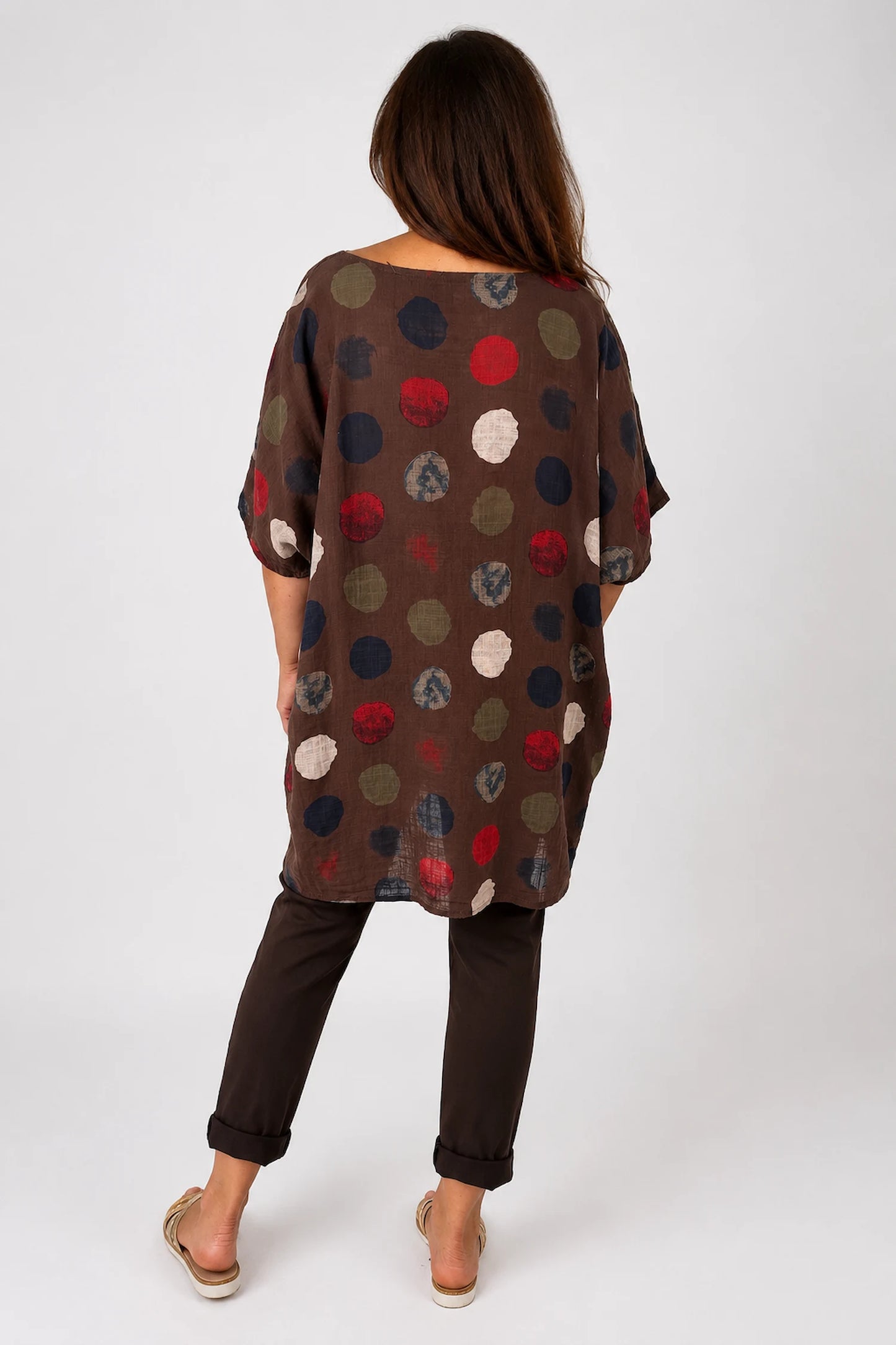 Pure Cotton Double Pocket Carmella Tunic Top - Chocolate