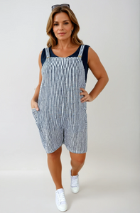Pure Cotton Double Pocket Button Detail Dungaree Shorts - White