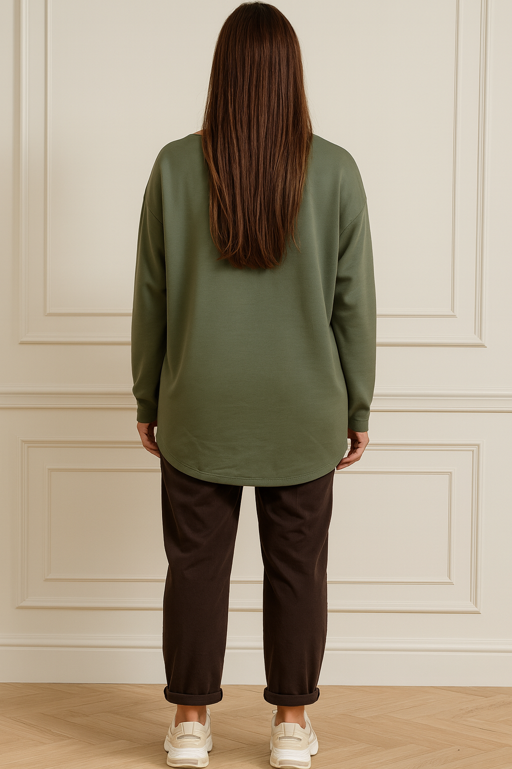 Brooklyn Embossed Light Weight Sweatshirt - Khaki