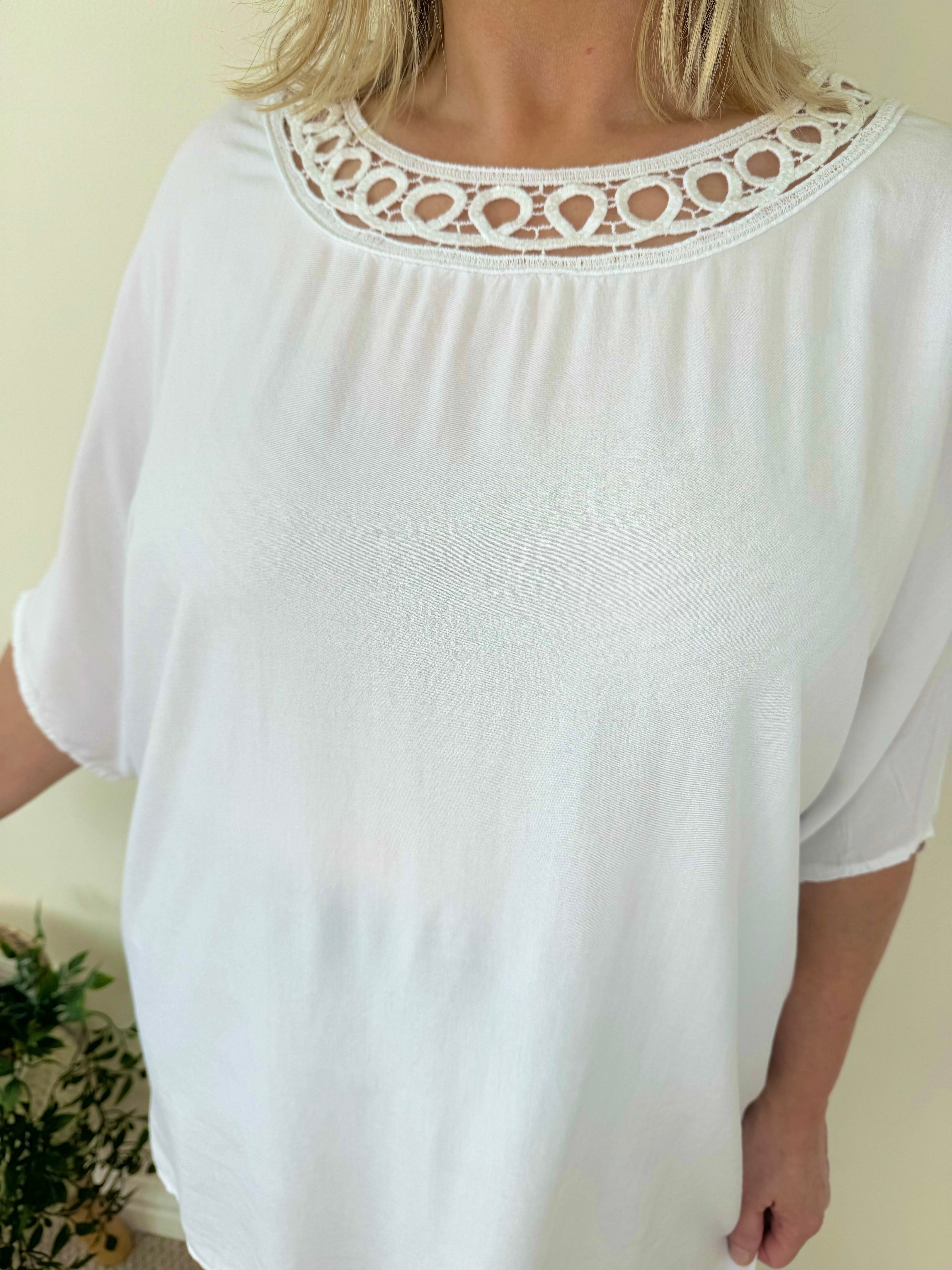 Crochet Sequin Neck Marie Top SS24