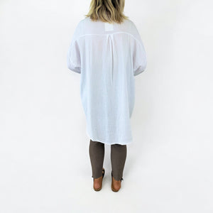 Oversized Bubble Cotton Positano Shirt - White