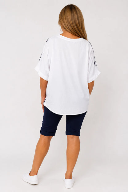 Cotton Harriet Stripe Top - White