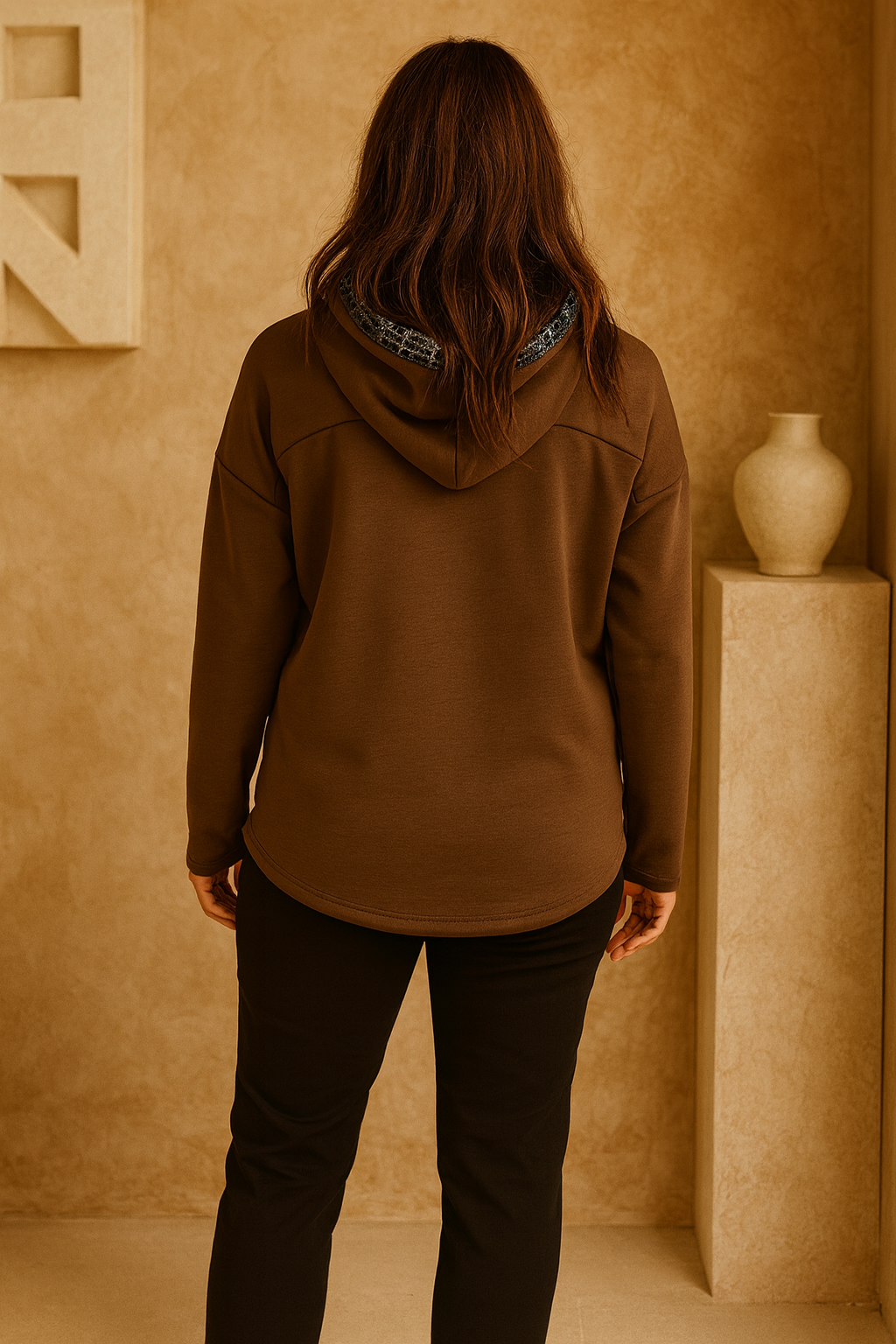 Heritage Stitch Woven Heart Veria Hoodie - Chocolate