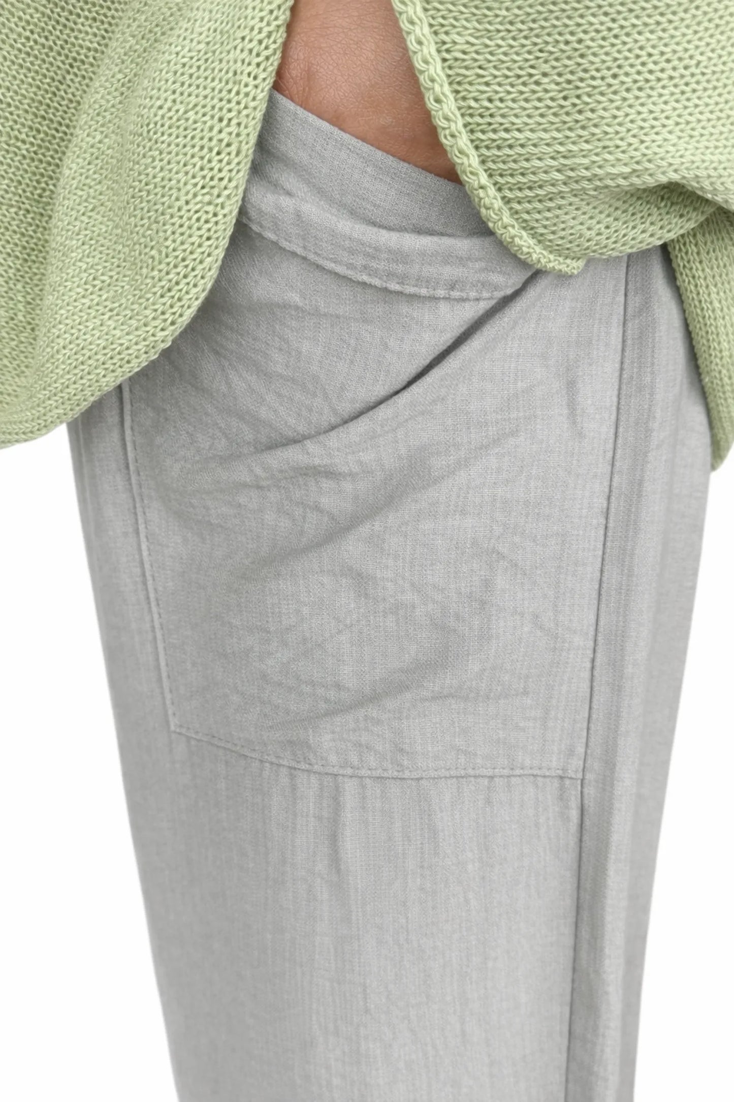 Lagen Look Double Subtle Panel Pocket Elasticated Waist Freya Pants - Soft Greige