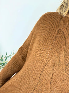 Wool Mix Cable Chunky Knit Valencia Jumper AW24 - Chestnut