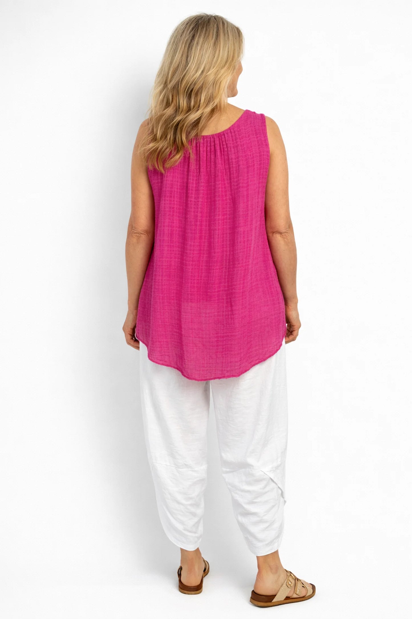 Fully Lined Cotton Italia Necklace Vest - Cerys Pink