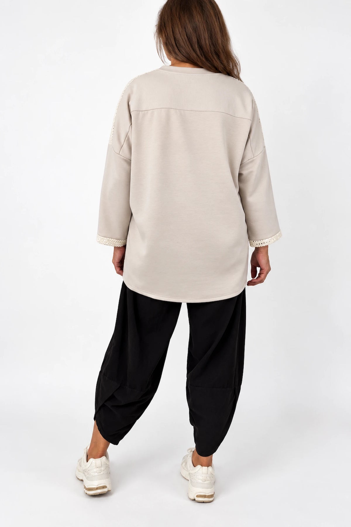 Pure Cotton Needlecord Double Panel Pocket Elasticated Waist Fara Pants - Chocolate