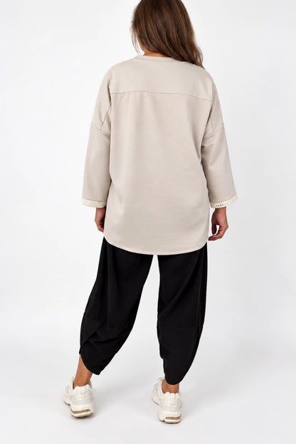 Pure Cotton Needlecord Double Panel Pocket Elasticated Waist Fara Pants - Chocolate