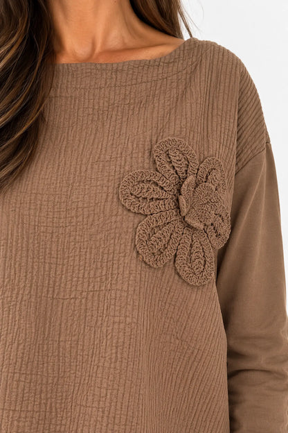 Cotton Embroidered Floral Tied Hem Flerissa Top - Oakwood