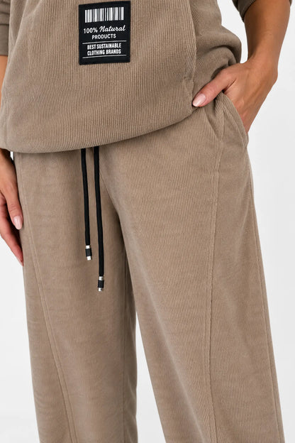 Chenille Seam Front Double Pocket Carletta Pant - Mocha