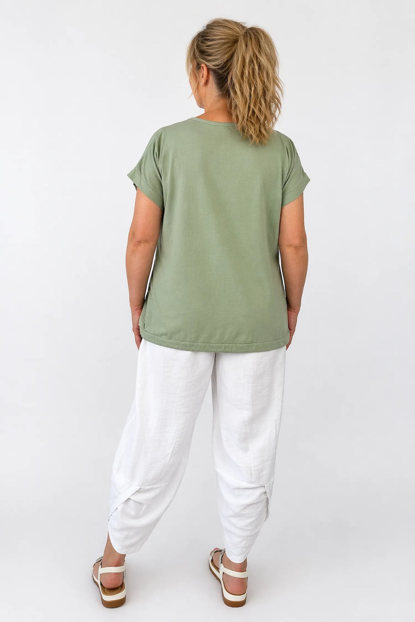 Diamanté Heart Burst Drawstring Hem Detail Faria Top - Light Khaki