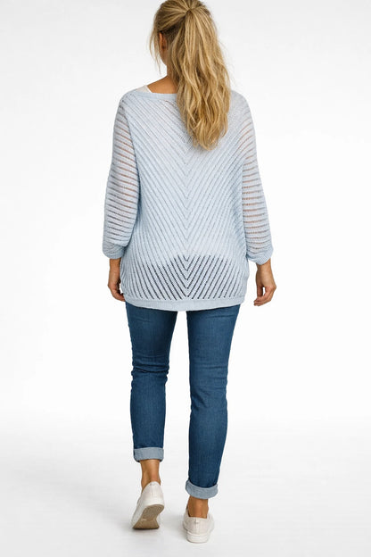 Cotton Batwing Positano Crochet Top - Baby Blue