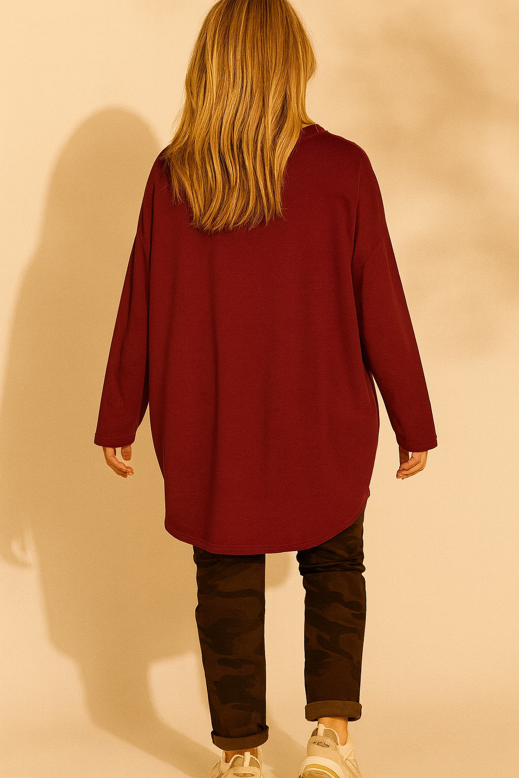 Pocket Detail Cotton Marga Sweatshirt - Wine