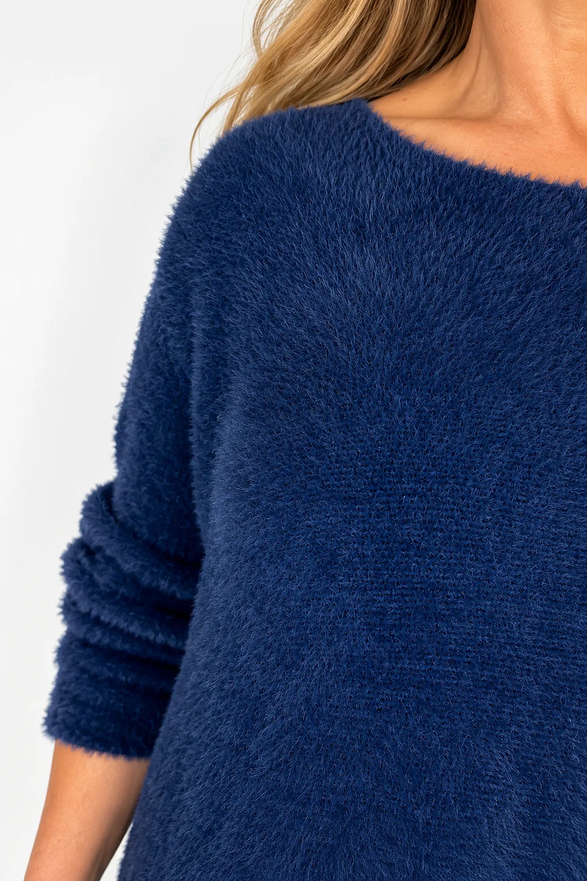 Wool Mix Deluxe Soft Longline Tina Top - Navy