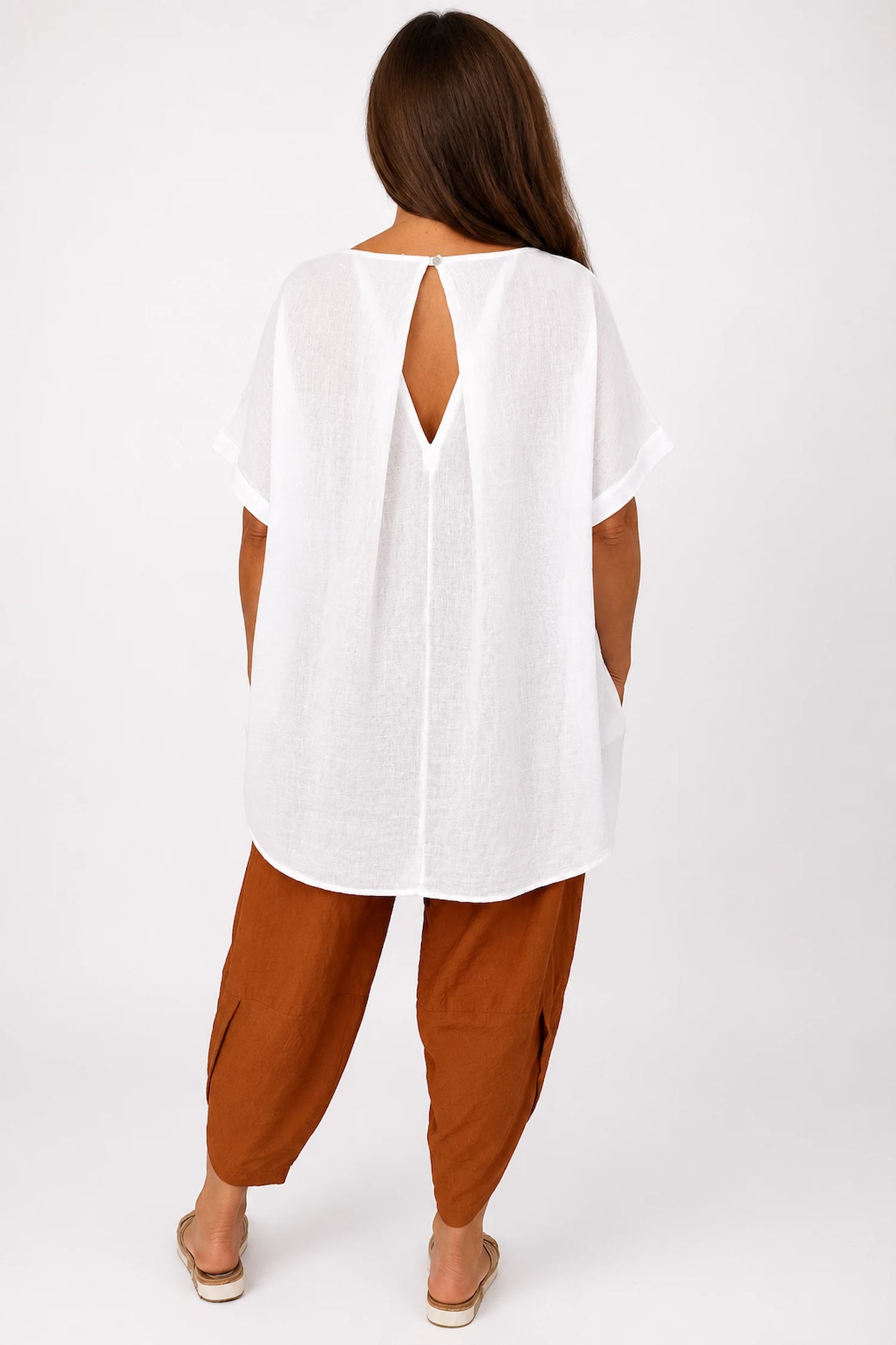 Pure Cotton Premium Stitch Button Back Jenni Top - White