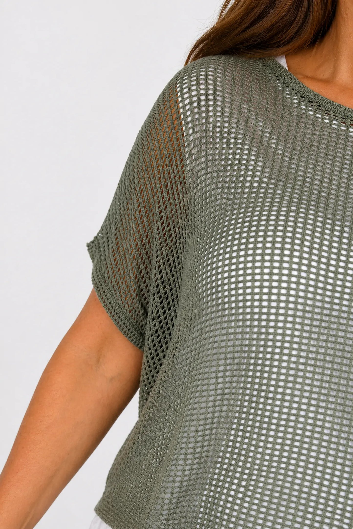 Cotton Two In One Imogen Crochet - Khaki