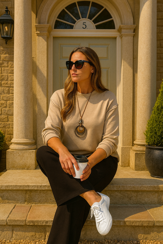 Seraphina Light Weight Necklace Sweatshirt - Beige