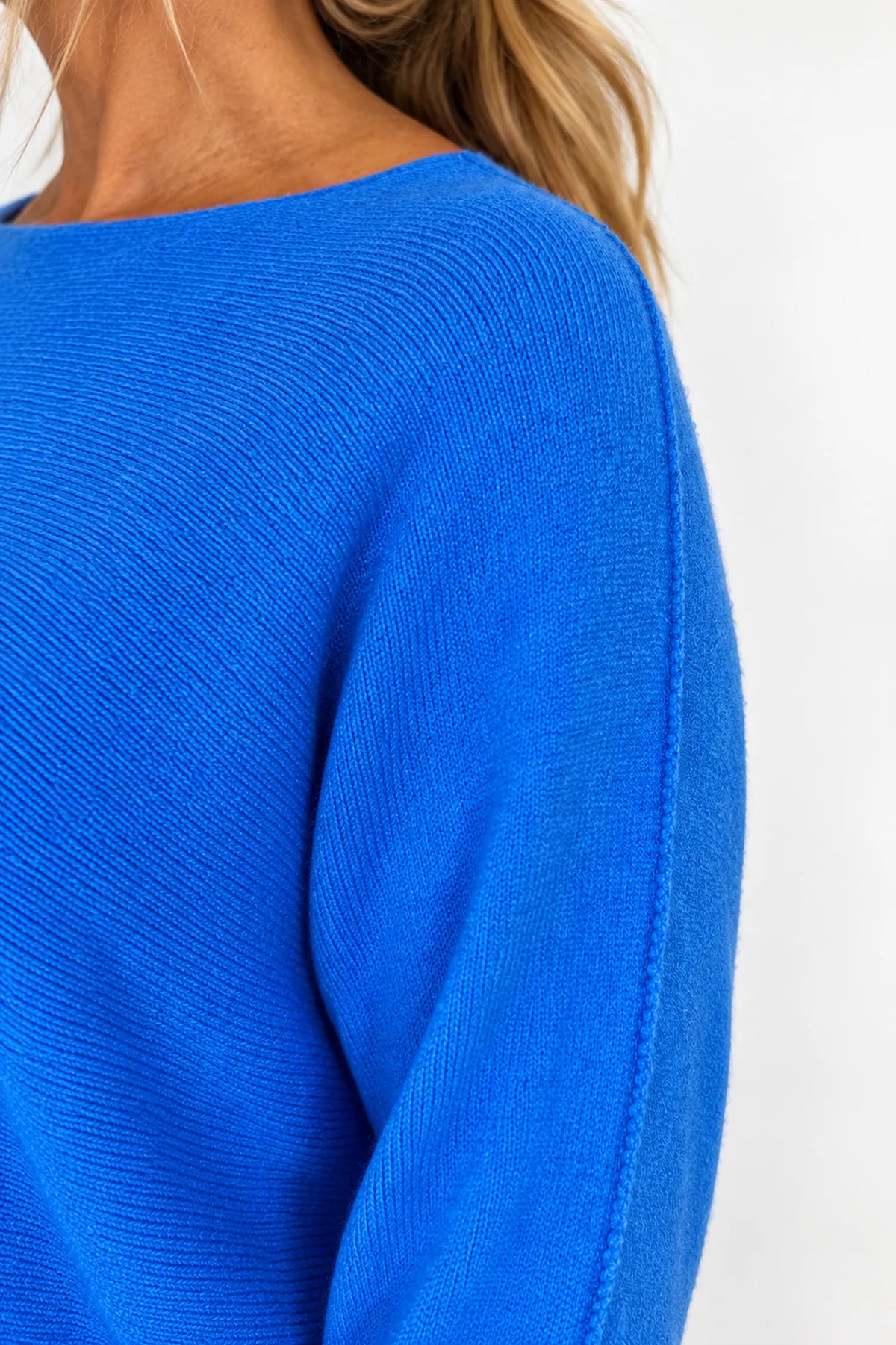 Wool Mix Seam Sleeve Venice Jumper - Capri Blue