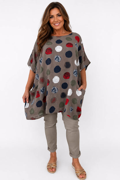 Pure Cotton Double Pocket Carmella Tunic Top - Mocha