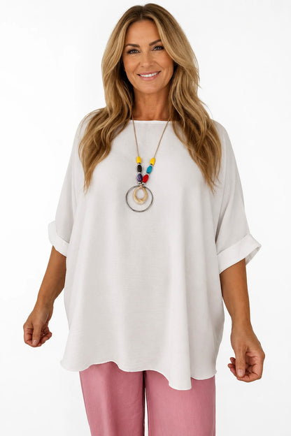 Lightweight Flow Telisa Necklace Top - White