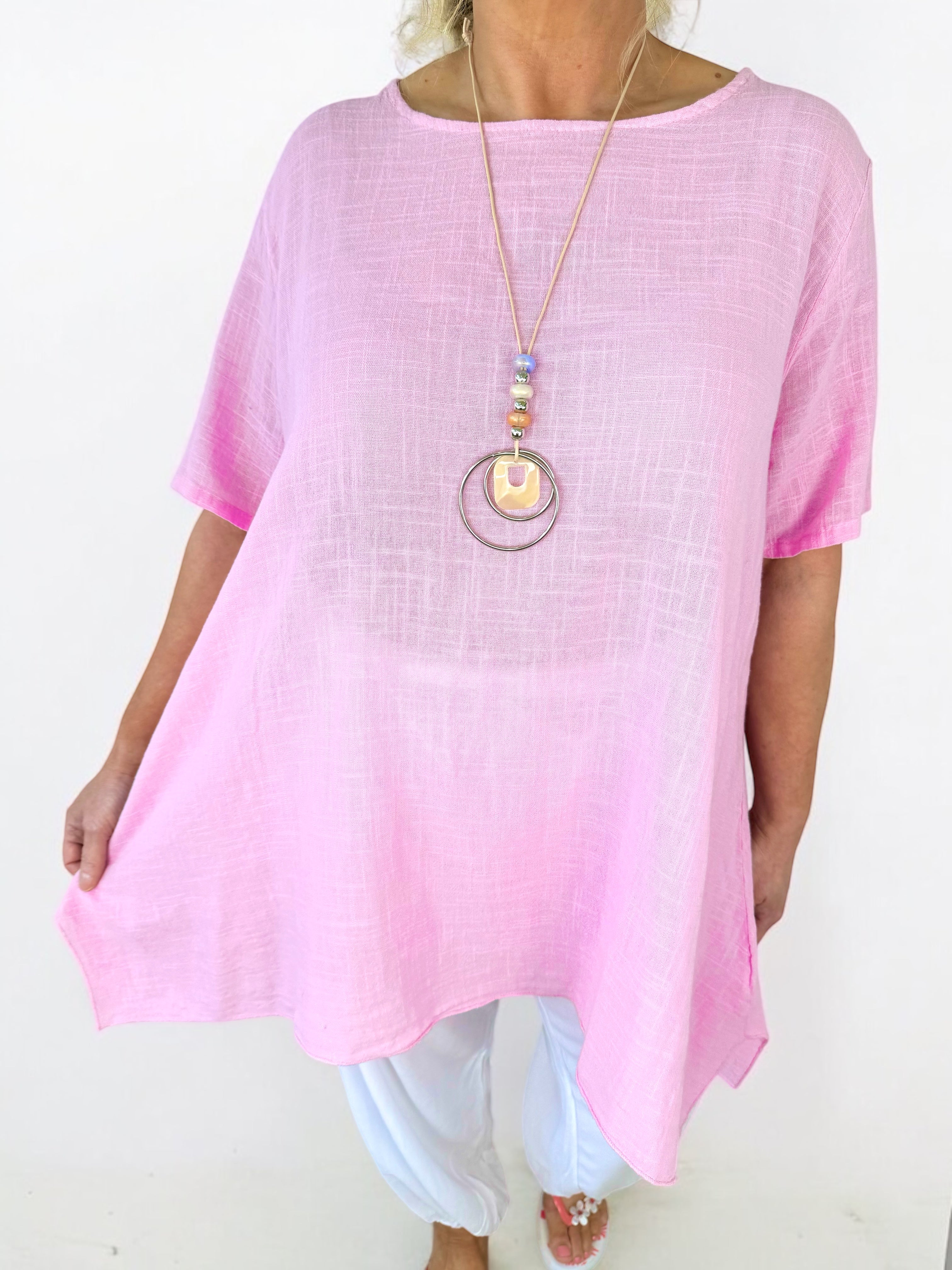 Pure Cotton Cindy Necklace Top - Baby Pink