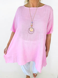 Pure Cotton Cindy Necklace Top - Baby Pink