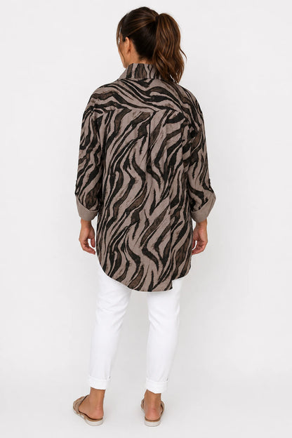 Button Detail Francesca Shirt - Mocha