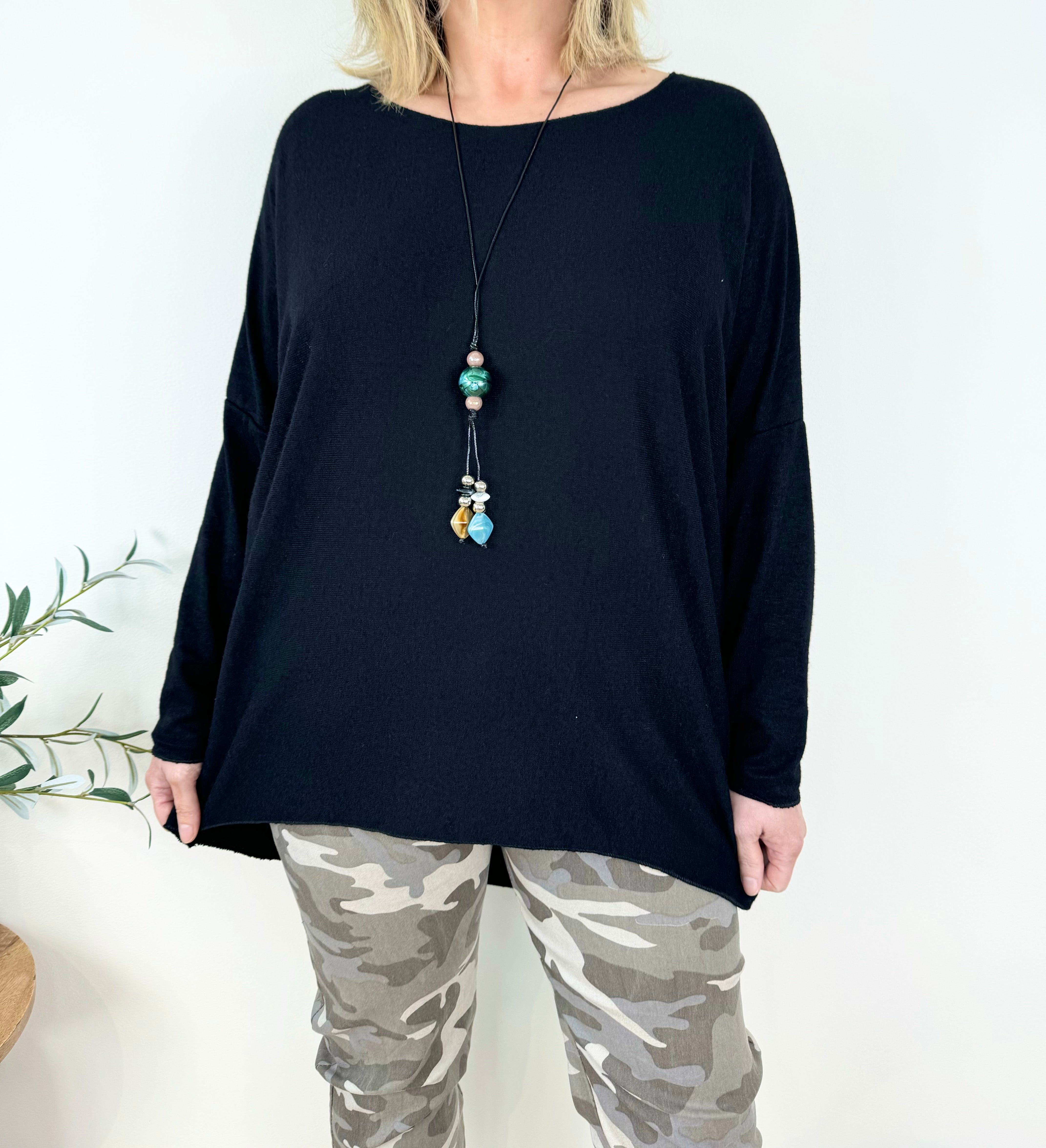 Wool Mix High Low Gigi Necklace Top AW24