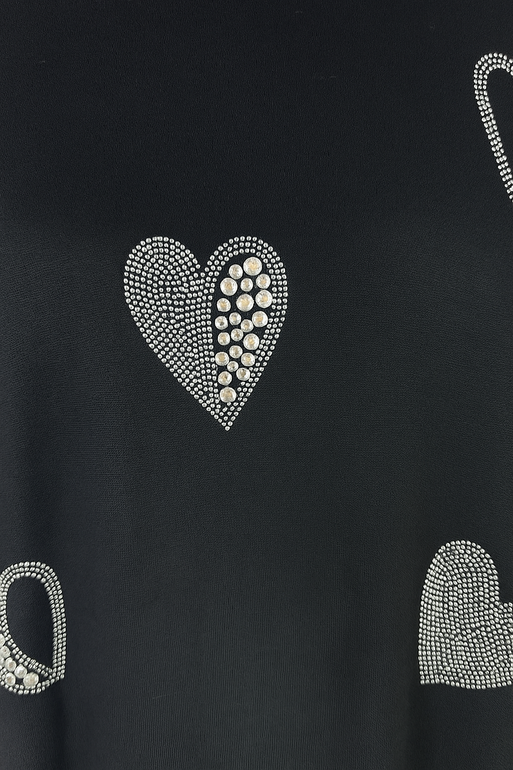 Wool Mix Diamanté Heart Ezra Top - Black