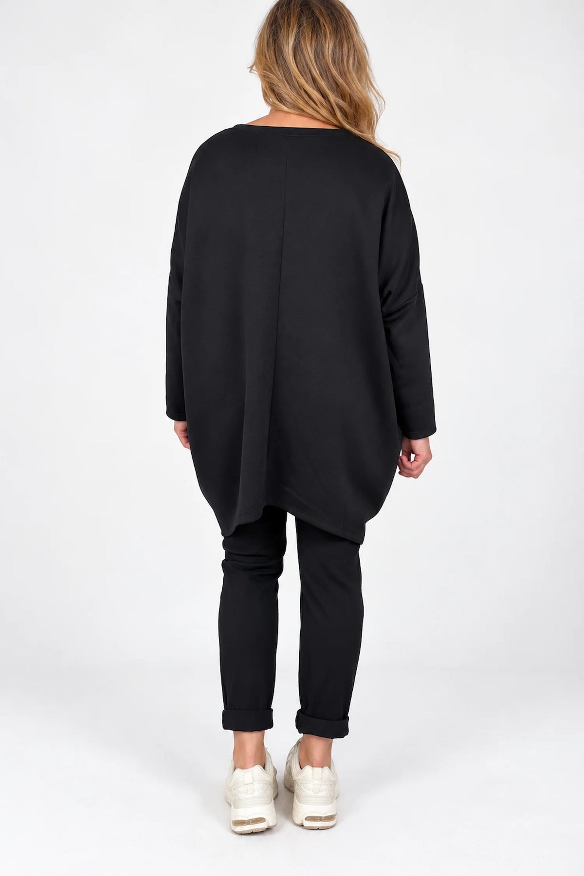 Zipped Hem Badge Detail Double Pocket Lorrie Top - Black