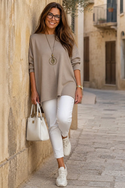 Florenzi Everyday Necklace Top - Mocha