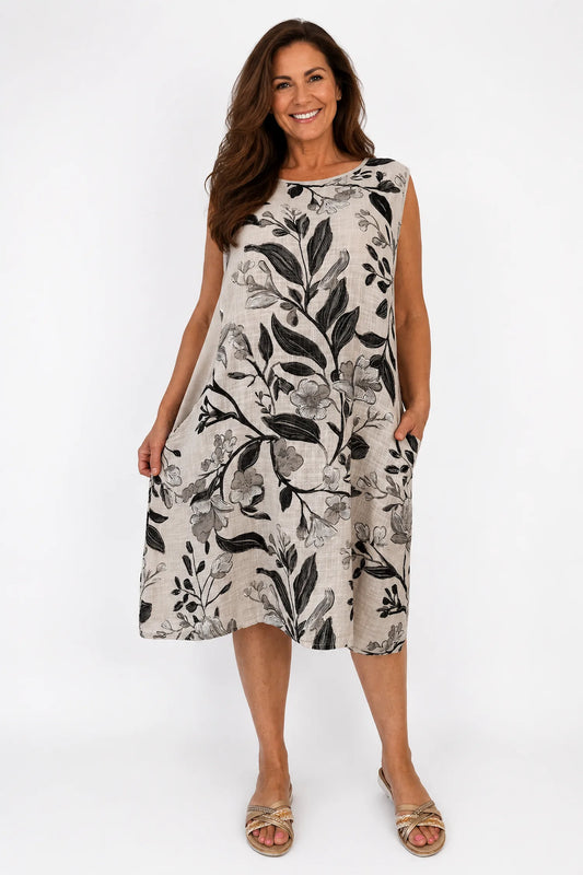 Pure Cotton Double Pocket Sacha Dress - Beige