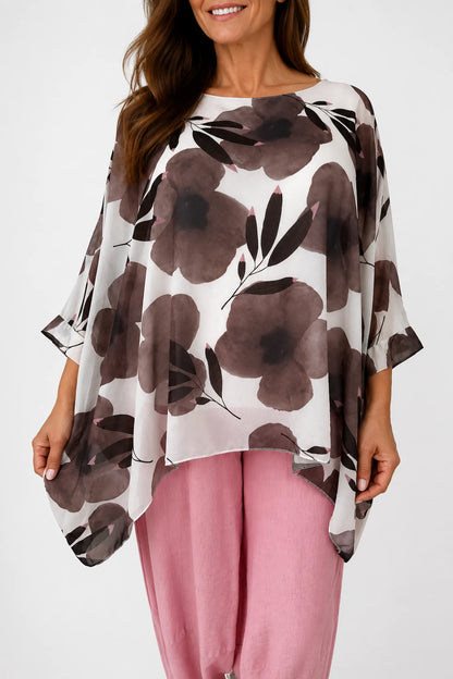 Fully Lined Juliet Batwing Chiffon - Mocha