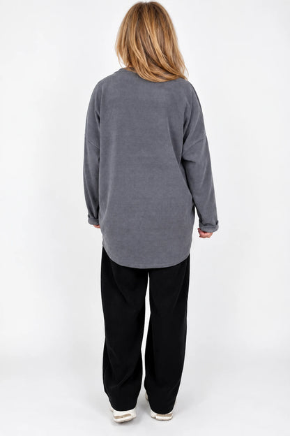 Zipped Hem Badge Detail Ciello Pocket Top - Wolf Grey