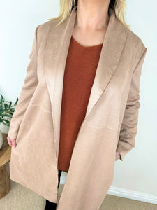 Suedette Long Line Paris Blazer Jacket AW24