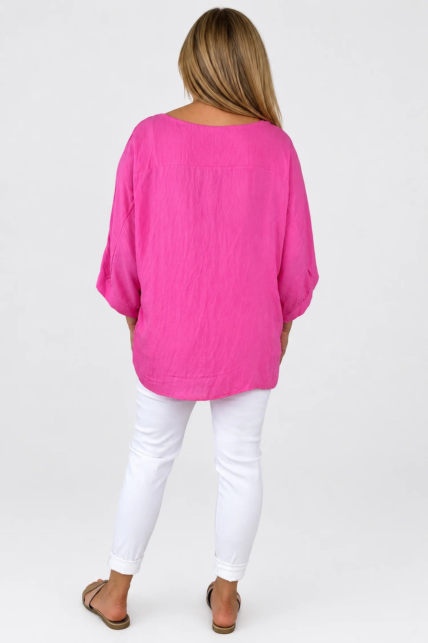 Relaxed Oversized Summer Flow Necklace Top - Cerys Pink