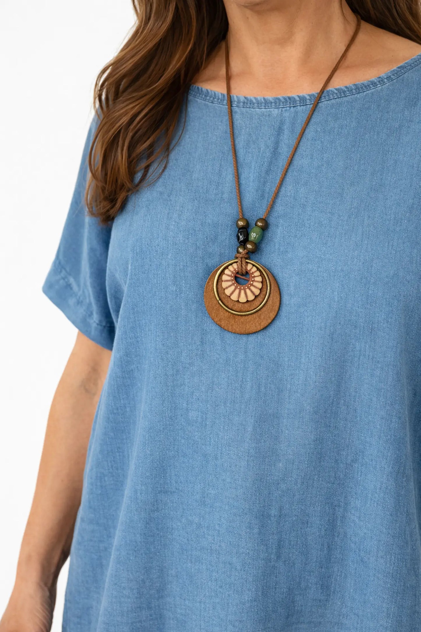 Denim Look Carinella Necklace Top - Denim
