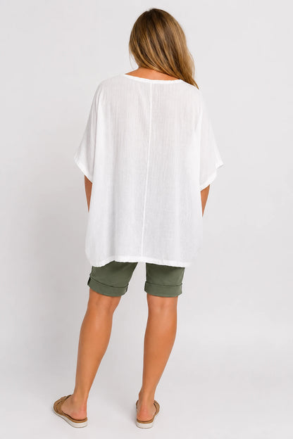 Lightweight Flow Lightly Textured Margot Top - White