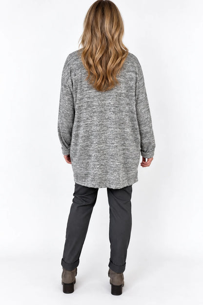 Arabella Tunic Double Pocket Necklace Top - Fleck Grey