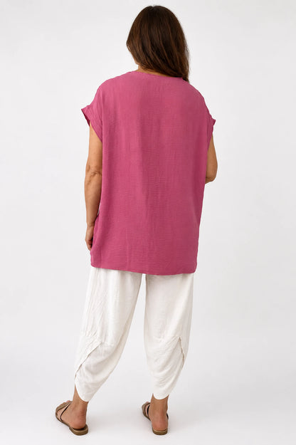 Sara Lightweight Flow Cap Sleeve Top - Raspberry Ripple