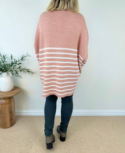 Striped Diana Cosy Knit Jumper AW24 - Petal Pink