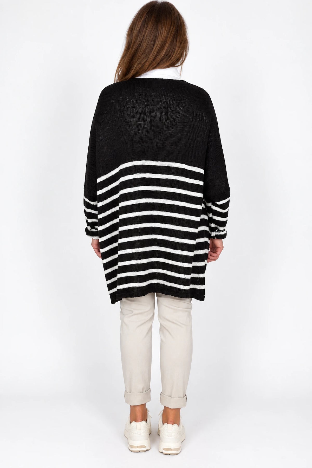 Wool Mix Stripped Diana Top - Chocolate