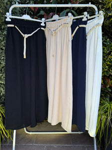 Tied Belt Irissa Palazzo Pant - Navy