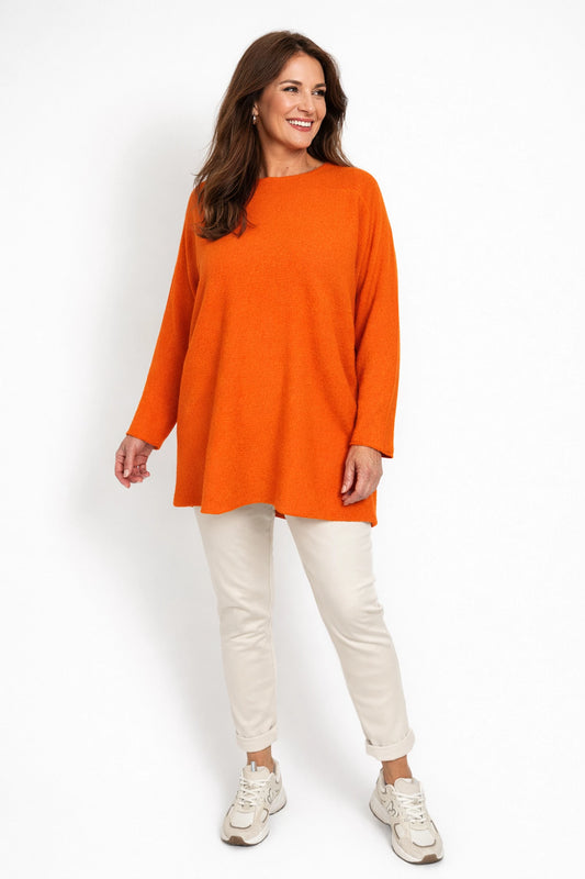 Wool Mix Soft Knit Seam Sleeve Calia Jumper - Orange
