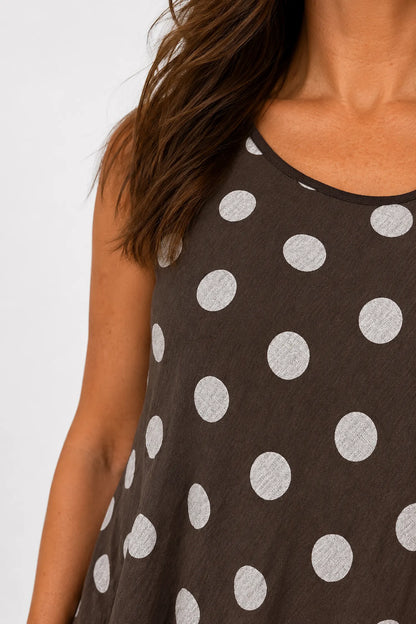 Cotton Polka Dot Verity Dress - Chocolate