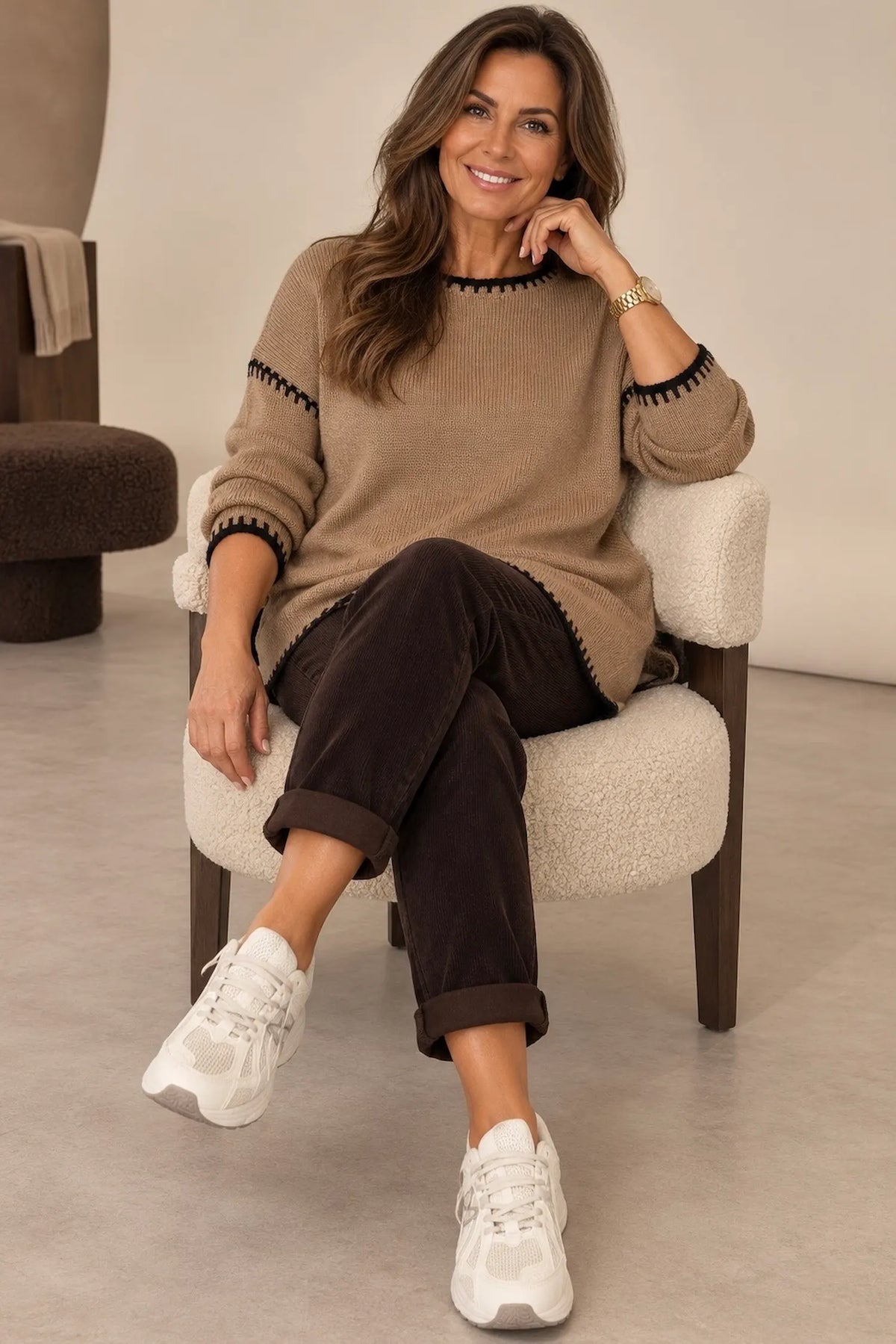 Chenille Double Pocket Bellia Pants - Chocolate
