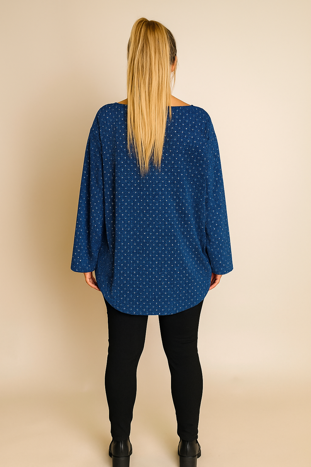 Diamanté Detail Shimmer Veronica Top - Midnight Blue