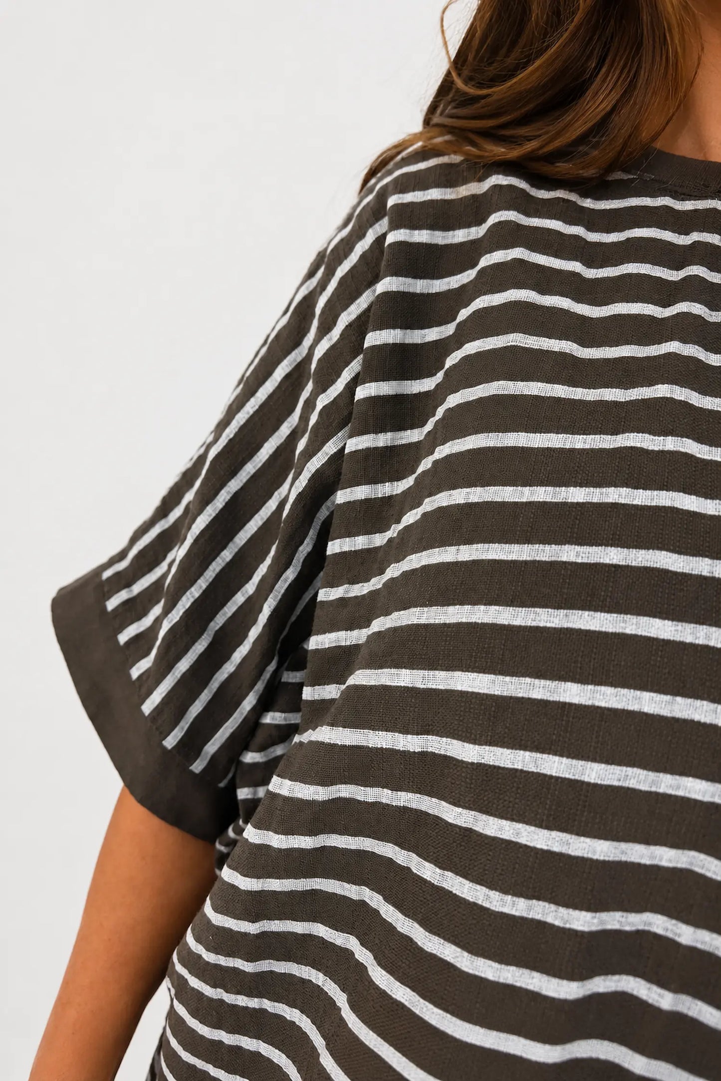 Cotton Harriet Stripe Top - Chocolate